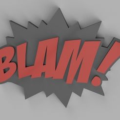 blam.png Free STL file Superhero Wall Art BLAM・Object to download and to 3D print