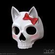 KITTY-GHOST-MASK-04.jpg Kitty Ghost - Skull Cat Mask Cosplay - STL model 3D print file