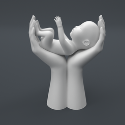 Baby_Main-Camera.png Бесплатный STL файл Рука, держащая младенца Настольный декоративный・Модель для загрузки и 3D-печати