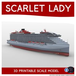 scarlet.jpg STL file SCARLET LADY Virgin Voyages Cruise Ship 3d printable model・Design to download and 3D print