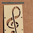 6 - Face avec étiquette en mouvement.JPG FOLDING SUPPORT FOR SMARTPHONE OR TABLET TELEPHONE - Reason: Ground key ...    Foldable support for mobile phone and small digital tablet - pattern : " Treble clef "