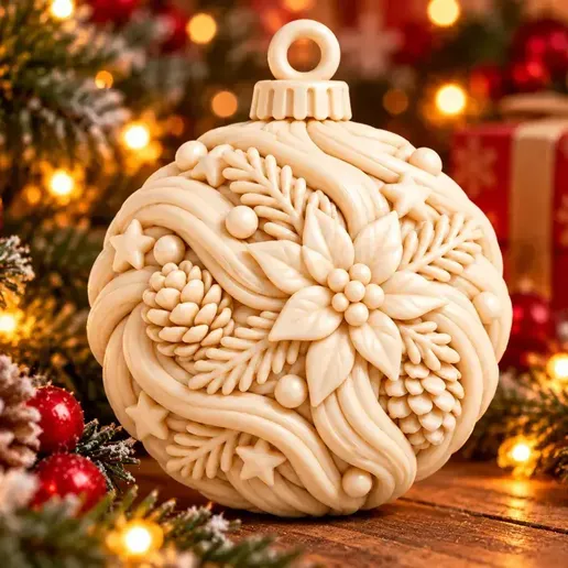 Christmas Poinsettia Ornament | Elegant Bauble
