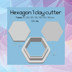 Hexagon ] clay cutter 7 sizes: 15 /20/25/30/35/40/45mm 4 STL file { : / / \yY - Hexagon clay cutter | Digital STL file | sharp cutter | 7 sizes | polymer clay cutter | Hexagon 1