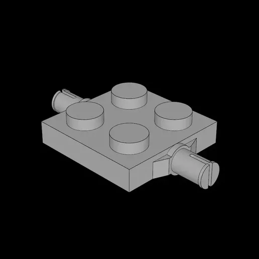 Lego Compatible (4600.dat) Plate 2 x 2 with 2 Wheel Pins | 3D Printable STL 3D model preview