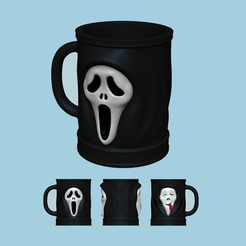 0000.png STL-Datei Ghostface - Funny Double Face Scream MUG STL・3D-druckbare Vorlage zum herunterladen