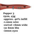 Popper3.jpg STL file Heavy duty saltwater fishing lures collection (popper, stickbait, chisel lure))・3D printer model to download