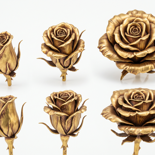 Rose Flower Blooming Stages 3D Model