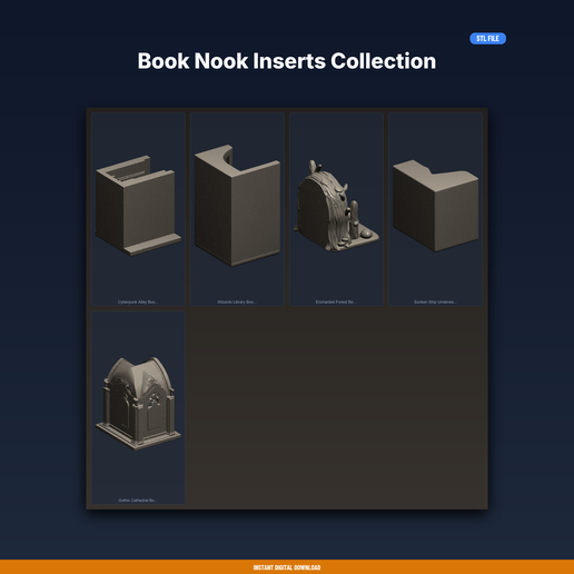 Book Nook Inserts Collection - 5-Model STL Bundle