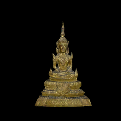 snapshot02.png Archivo STL Figura de Buda tailandés de oro・Diseño de impresora 3D para descargar