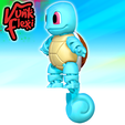 CGImages21.png Squirtle Re-Design Pokemon MultiColor Flexi Print-In-Place + figure & keychain