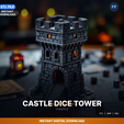 00_enhanced_hero.png Tour de château miniature avec créneaux, entrée des dés - Fichier STL imprimable en 3D