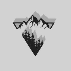 geometric-mountain-decoration.jpg Geometric Mountain and Pine Tree Decoration - 2D Art