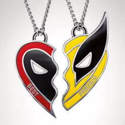 f787cc38b242039b0fd5821b1e0c8c05.png Deadpool Wolverine Heart Logo Keychain / Necklace