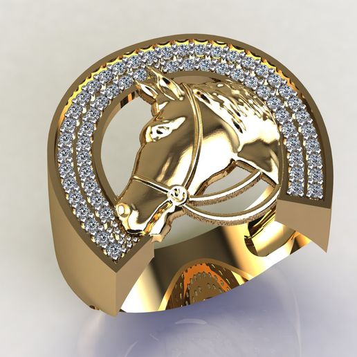 BEAUTIFUL HORSE RING WITH SHINY FILE IN STL 3D model