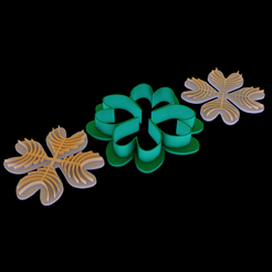 thumbnail.png STL file 4-Leaf Clover Cookie Cutter and 2 Stamp Set・3D printer model to download