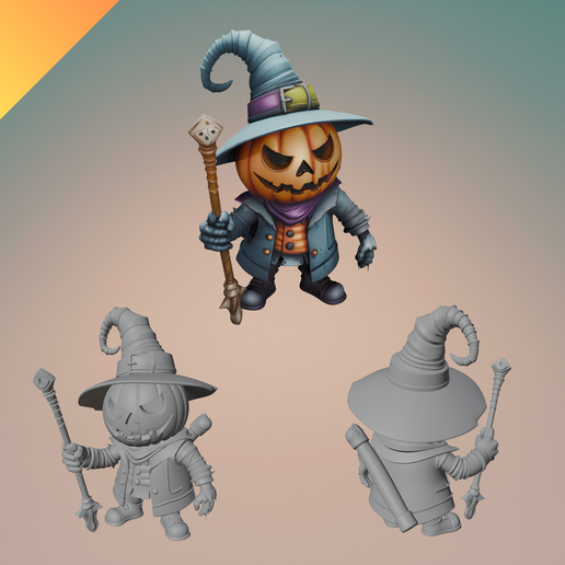 🎃 Pumpkin Wizard Halloween Decoration STL – Spooky Pumpkin Head