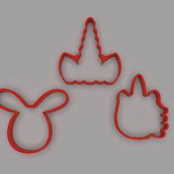 untitled.1376.jpg Archivo STL Pack de Unicornios y Conejos para cortar galletas・Modelo de impresora 3D para descargar