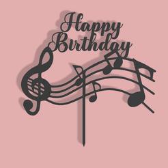 musical-cake-topper-v4.png Download STL file Birthday cake topper with musical notes • 3D print model, HaidiFab