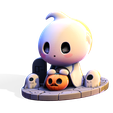 025.png Chibi Halloween Ghost 3D Model - Cute, Low Poly