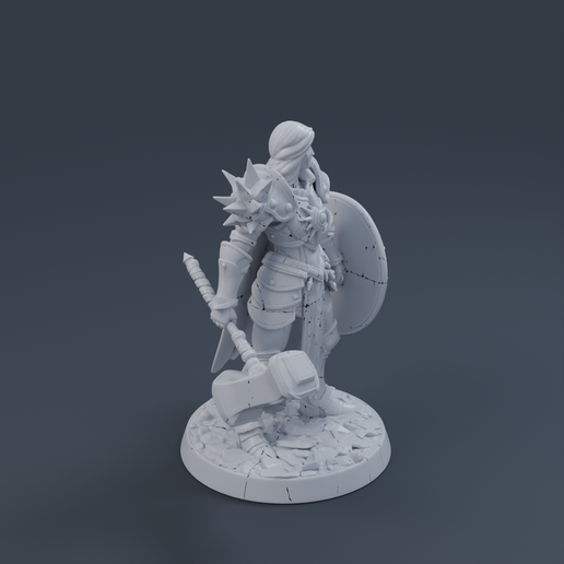 Female Paladin 3D printable STL miniature