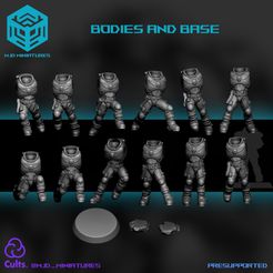bodies-and-base.jpg Light Scouts - Bodies and base - Space soldiers modular bits