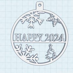 2024-BALL.jpg CHRISTMAS TREE ORNAMENT WITH THE WORD "HAPPY 2024". CHRISTMAS TREE ORNAMENT WITH THE WORD "2024".
