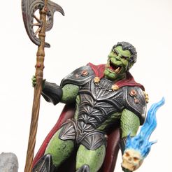 6.jpg Orc Boss Flaming skull figurine with base