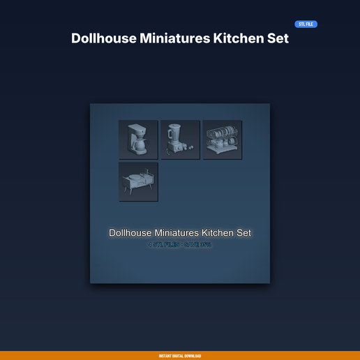 Dollhouse Miniatures Kitchen Set - 4-Model STL Bundle
