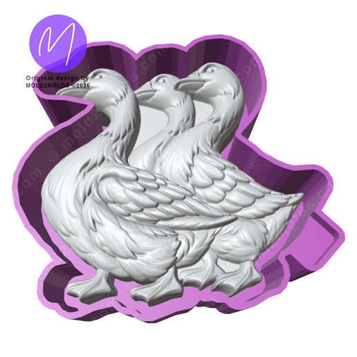 3D Three Geese Freshie STL Mold Housing