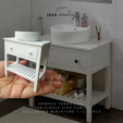 = ae Oe =| OPEN SINGLE SINK CABINET DOLLHOWSE MINIATURE 1:12)8CALE Miniature IKEA-inspired Hemnes Tornviken Open Single Sink Cabinet for 1:12 Dollhouse, Miniature Bathroom Sink, Furniture for IKEA Doll House