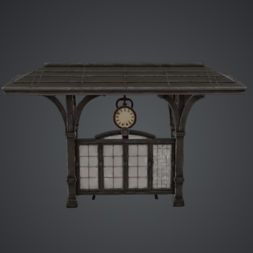 Vintage Train Station Shelter – Platform Canopy with Clock