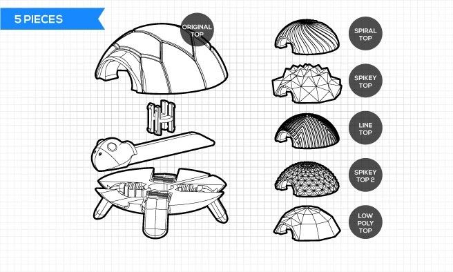 exploded.jpg STL-Datei Squishy-Schildkröte kostenlos herunterladen • 3D-Drucker-Design, jakejake