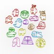 amongus.jpg 16 AMONG US - COOKIE CUTTERS - amongus pack game SERIES - DOUGH, fondant, CLAY CUTTER - all in one (contour and seal) 8-10CM
