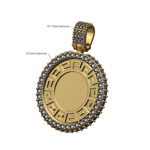 Iced greek key diamond pendant with bail 3D print model 3D model