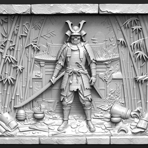 Skeleton Samurai CNC STL file