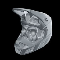 Skull Render 1.jpg Download STL file Skull Wearing Motocross Helmet • Object to 3D print, FuturArt-3D