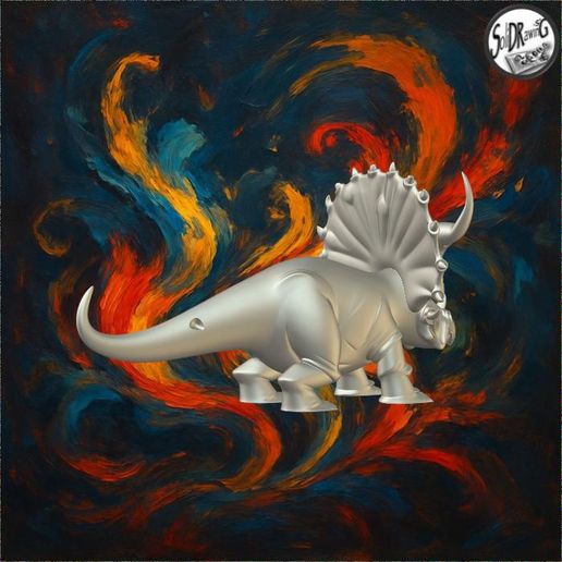 jpg_frame_12.jpg Modèle stylisé du dinosaure agressif Triceratops - SoliDRawinGs SG1789