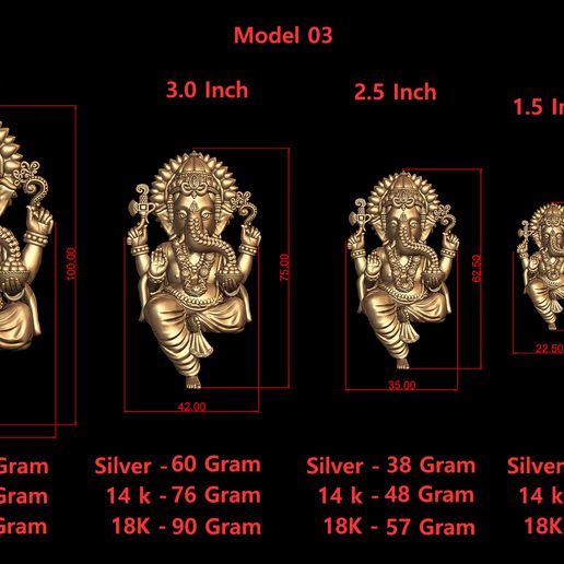 Ganesh Ji Model 03 Light Weight  Models in All Sizes 3D model