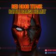 RedHood_Titans_Battle_Damage_Helmet_3d_print_model_01.jpg Red Hood Titans Battle Damage Helmet 3D Print Model