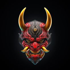 Onimask_00.jpg Fichier STL Masque d'Oni・Objet pour imprimante 3D à télécharger