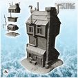1.jpg Viking house with large chimney and exterior pipes with wooden emblems (8) - Medieval Gothic Feudal Old Archaic Saga 28mm 15mm