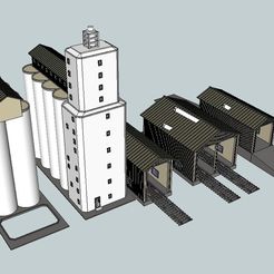 1.jpg Archivo STL gratuito Elevadores de grano de hormigón a escala HO・Objeto imprimible en 3D para descargar, kabrumble