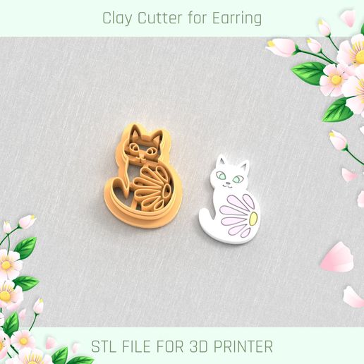 Flower Cat Charm Clay Cutter