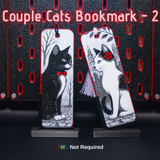 CatsCults.png Romantic Cat Couple - Hueforge Bookmarks - 2