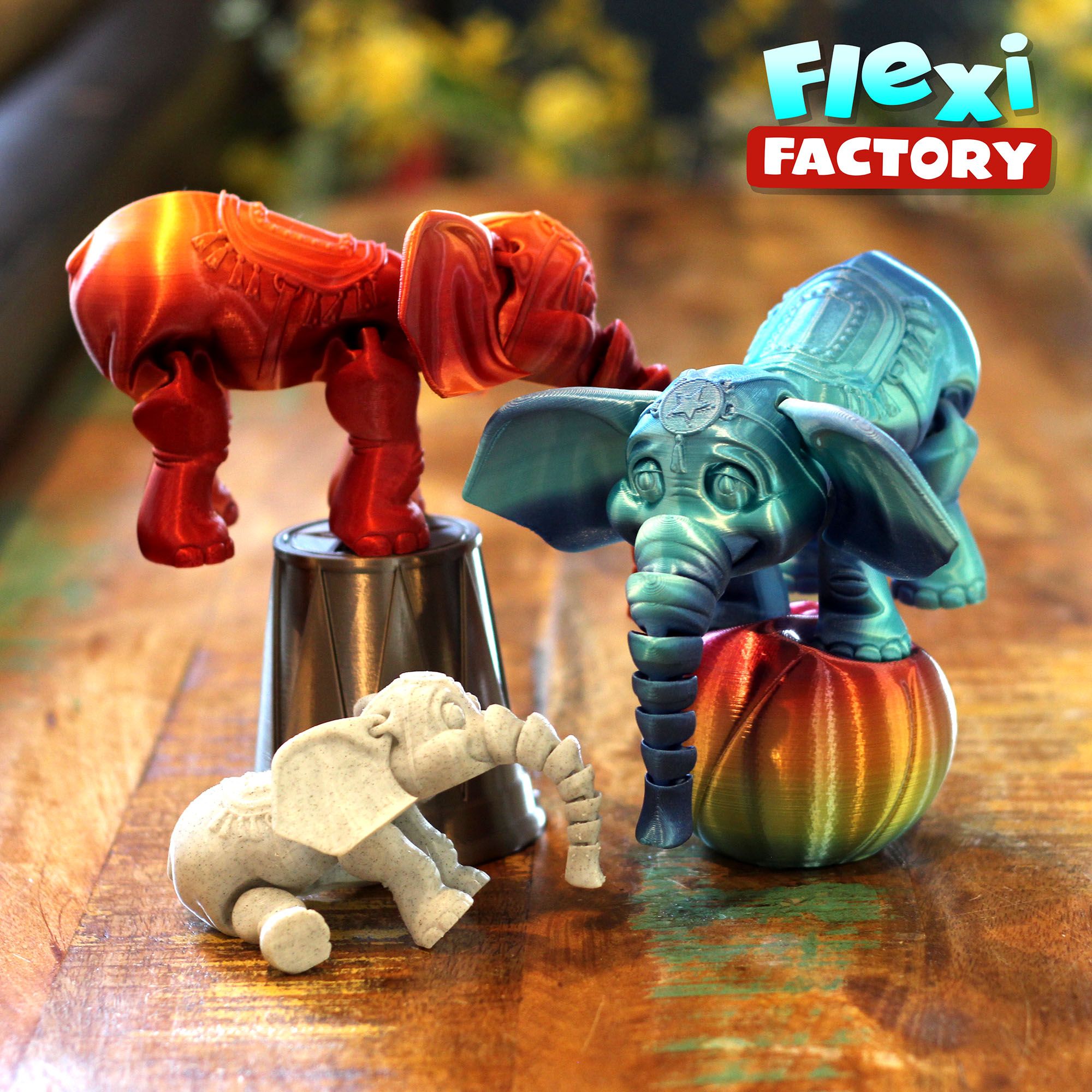 Dan-Sopala-Flexi-Factory-Elephant_05.jpg Télécharger fichier STL Éléphant de cirque mignon à imprimer Flexi • Plan pour imprimante 3D, FlexiFactory