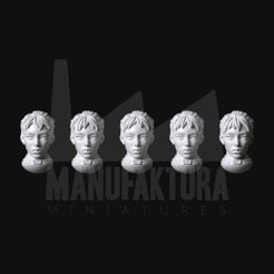 sds06c-01.jpg Archivo STL Sedition Series 06c - Cabezas de hermanas de batalla con rostros neutros y el pelo recogido hacia atrás・Modelo imprimible en 3D para descargar