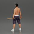 3DG-0005.jpg black afro gangster in shorts standing and holding a baseball bat