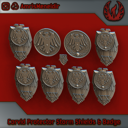Corvid Protectors Legion Heraldry and Storm Shields - 3D model önizlemesi