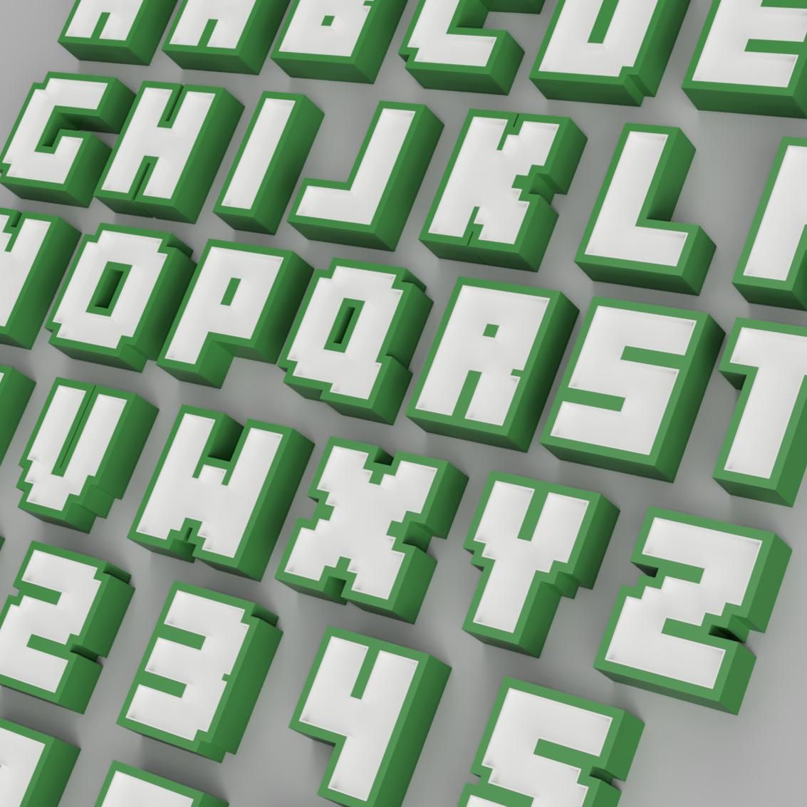 download file font nameled minecraft alphabet create all words in led lamp 3d printer object cults