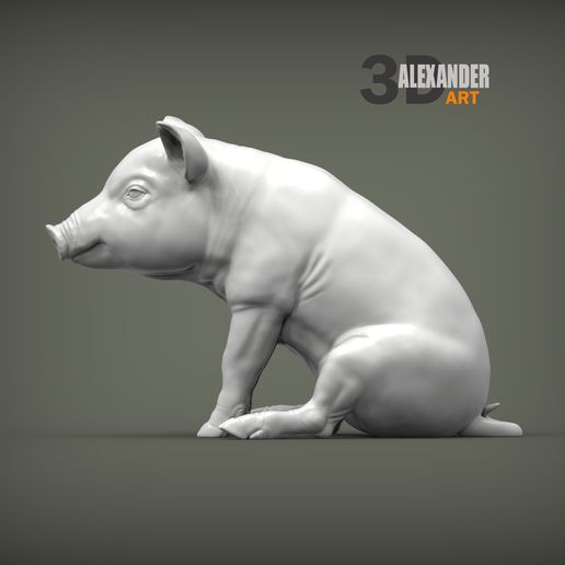 Baby-pig-sitting-1.jpg Baby pig sitting 3D print model